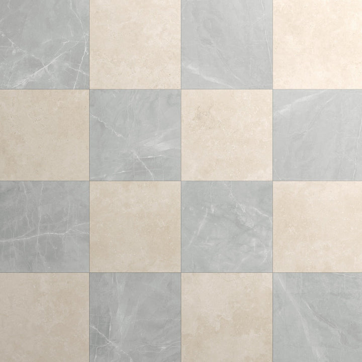 Fortunato Marfil Beige and Amani Gray 12x12 Matte Porcelain Checkerboard Tile