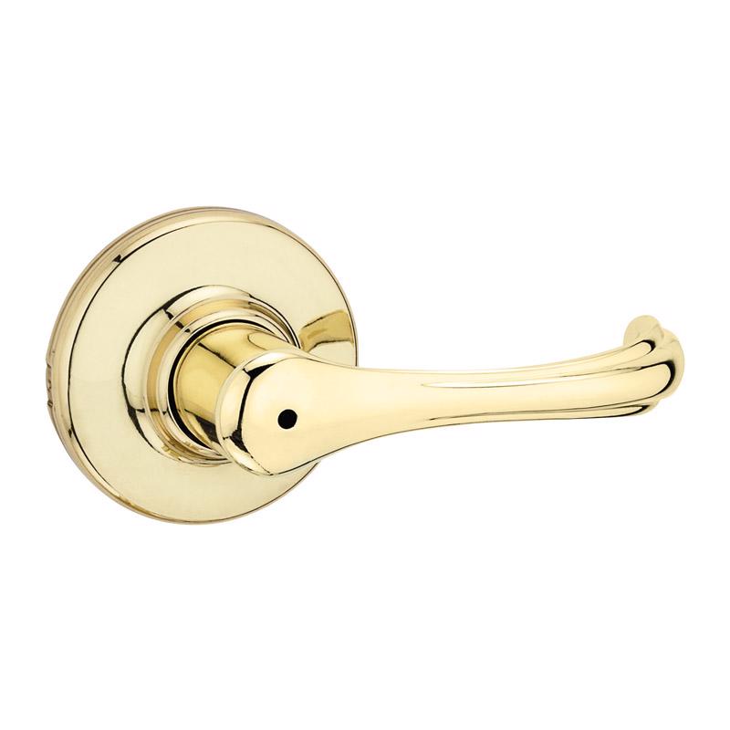 Kwikset Dorian Polished Brass Privacy Lever, Right or Left Handed