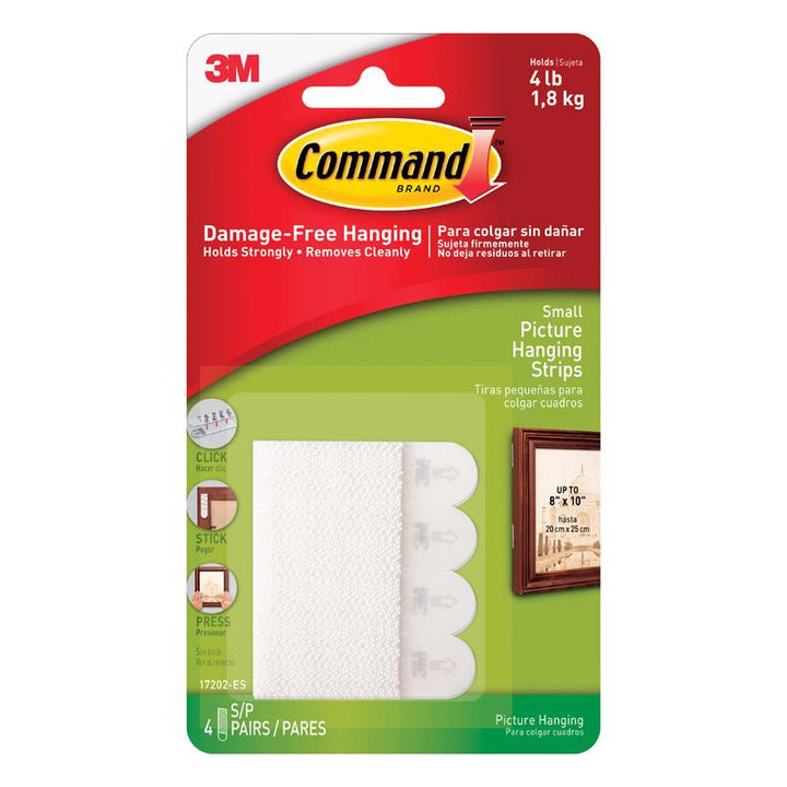 3M Command White Small Picture Hanging Strips, 8 Pack