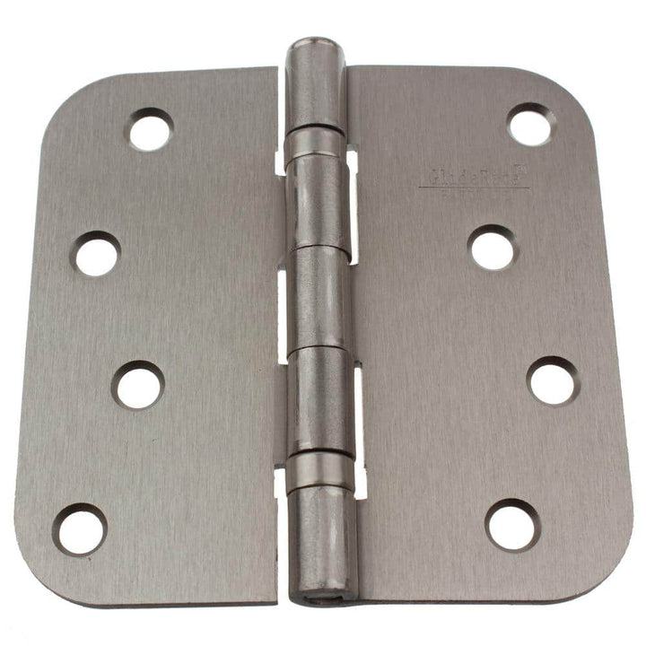 GlideRite 4 in. Satin Nickel Steel Ball-Bearing Door Hinge, 5/8 in. Corner Radius with Screws (12-Pack)