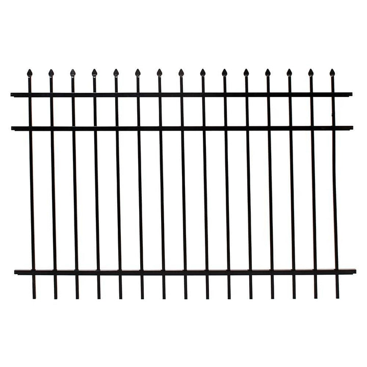 FORTRESS 4 ft. H x 6 ft. W Athens Pressed Spear Design Gloss Black Aluminum Fence Panel