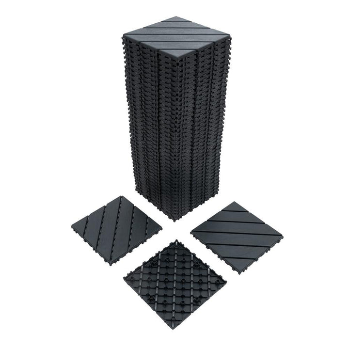 cadeninc 12 in. x 12 in. Gray Square Waterproof Plastic Interlocking Deck Tiles for Poolside Balcony Backyard (Set of 44 Tiles)