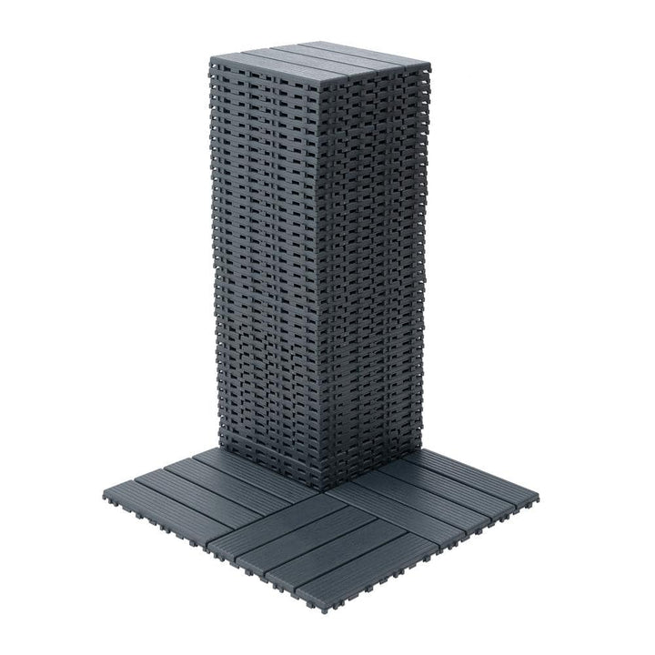 cadeninc 12 in. x 12 in. Square Waterproof Plastic Interlocking Deck Tiles for Poolside Balcony Backyard, Gray (Set of 44 Tiles)
