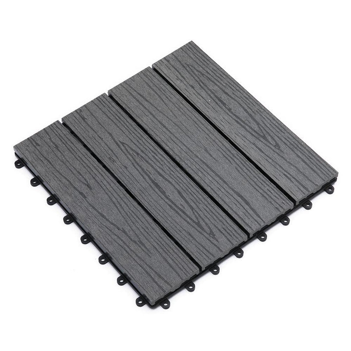 cadeninc 12 in. x 12 in. Gray Square Outdoor Interlocking Deck Tiles All Weather (Set of 11 Tiles)
