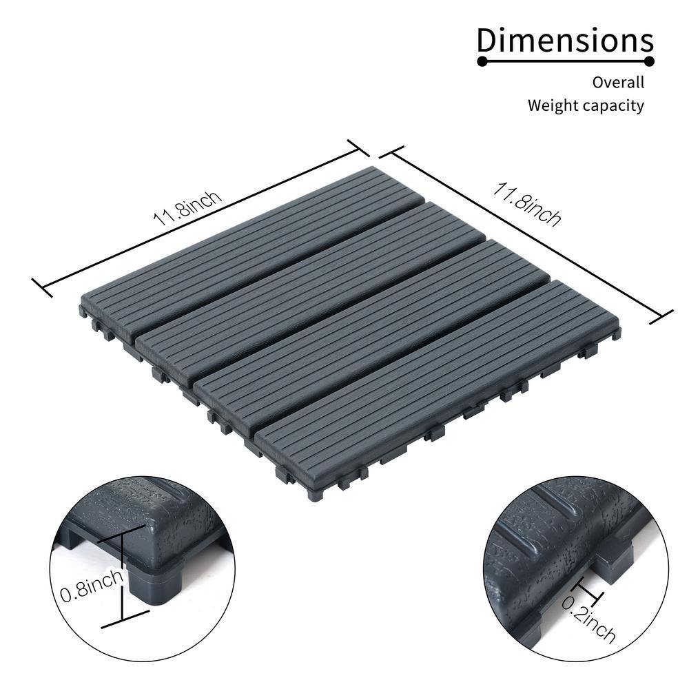 1 ft. x 1 ft. Outdoor Square Waterproof Deck Tile in Gray, All Weather Use ( 44 Per Case)
