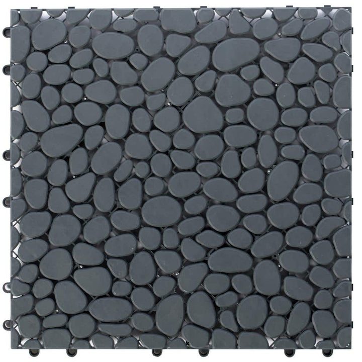Gardenised Plastic Interlocking Cobbled Stone Look Garden Pathway Tiles, Decorative Floor Grass Pavers Anti- Slip Mat (5-Pack)