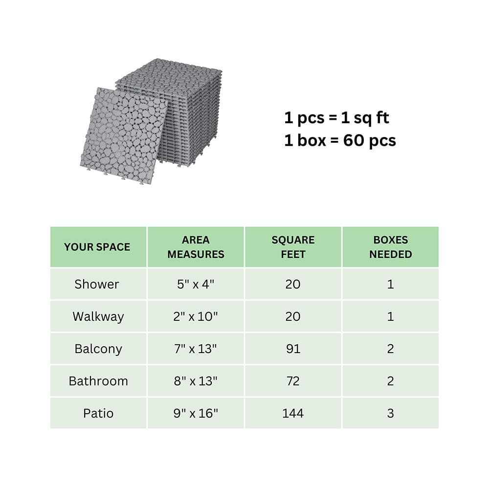 YOFE 1 ft. x 1 ft. All-Weather Outdoor Plastic Composite Interlocking Deck Tiles in Gray, Waterproof, Anti-Slip (60 Per Case)