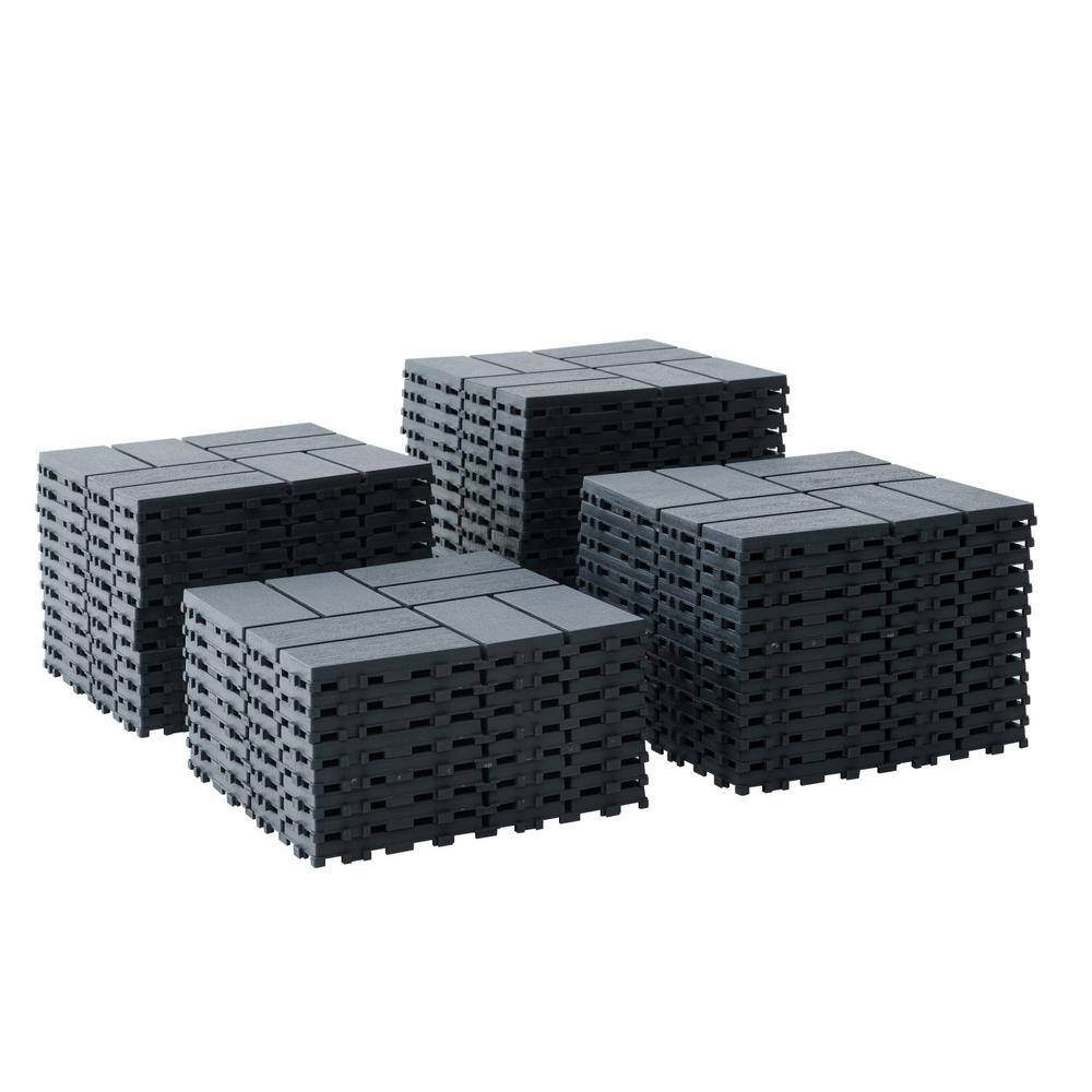 Tidoin Outdoor 1 ft. x 1 ft. Composite Deck Tile in Gray(44 Per Box)