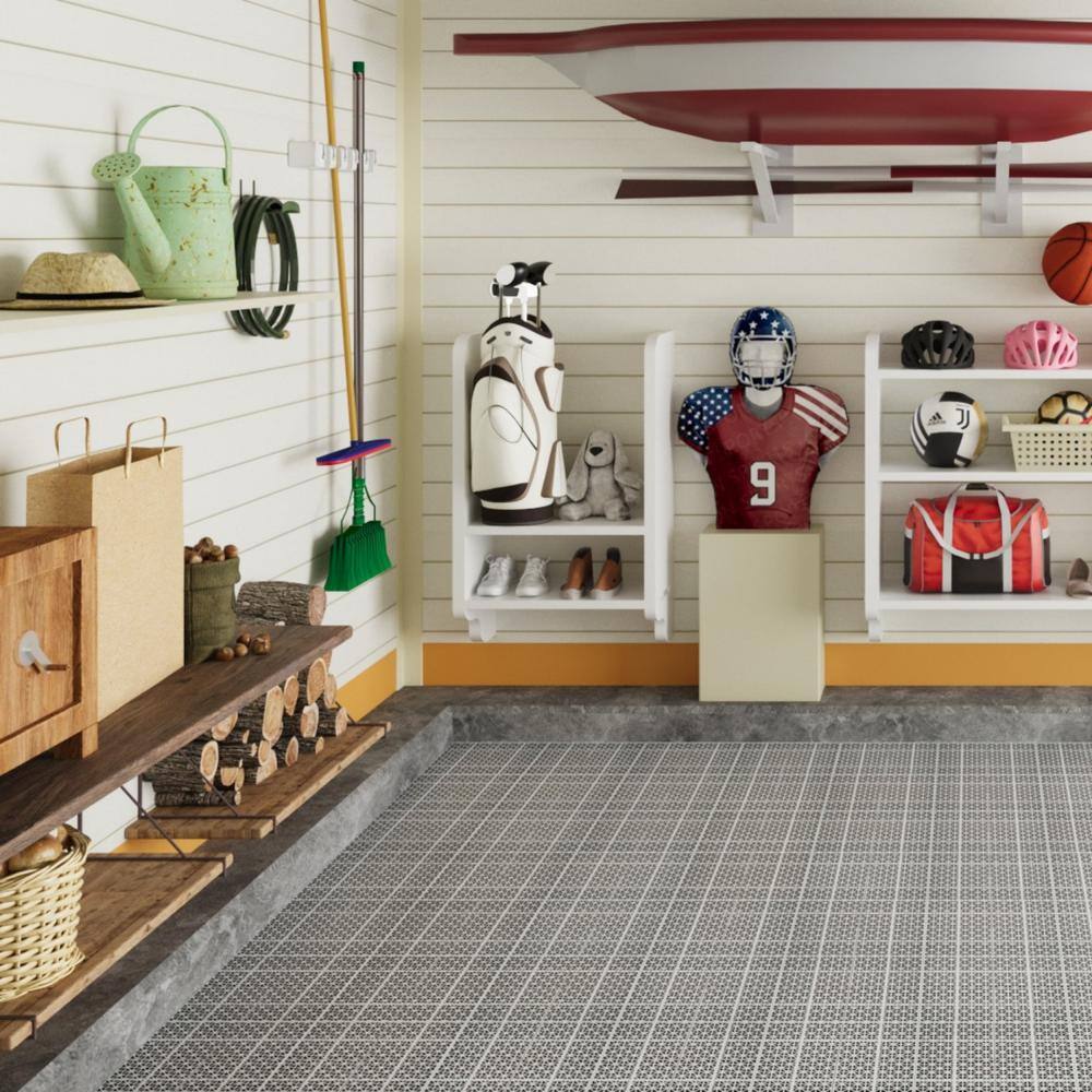 Tidoin Outdoor 1 ft. x 1 ft. Composite Deck Tile in Gray(12 Per Box)