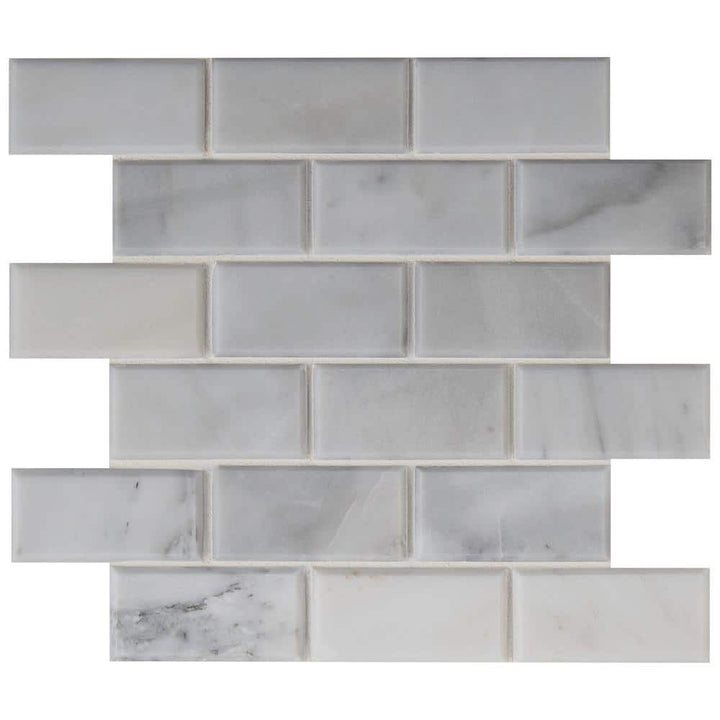 MSI Greecian White Beveled 12 in. x 12 in. x 10 mm Polished Marble Mesh-Mounted Mosaic Tile (1 sq. ft.)