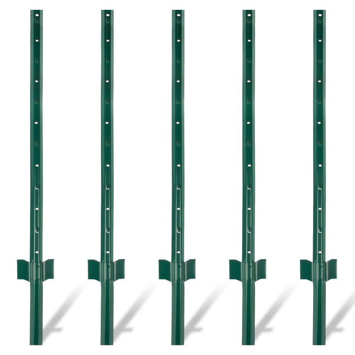 Angel Sar 3 ft. Light Duty Metal Fence Posts, Steel Fence U-Post for Wire Fence Corner Anchor Poultry Farm (5-Pack)