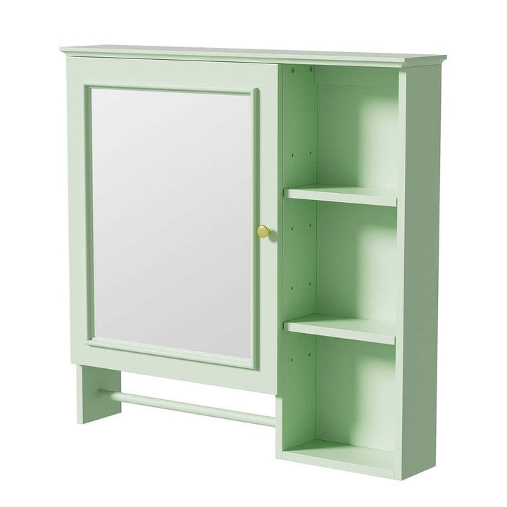 Tileon 28.85 in. W x 28 in. H Rectangular Wood Medicine Cabinet with Mirror Storage Cabinet in Green