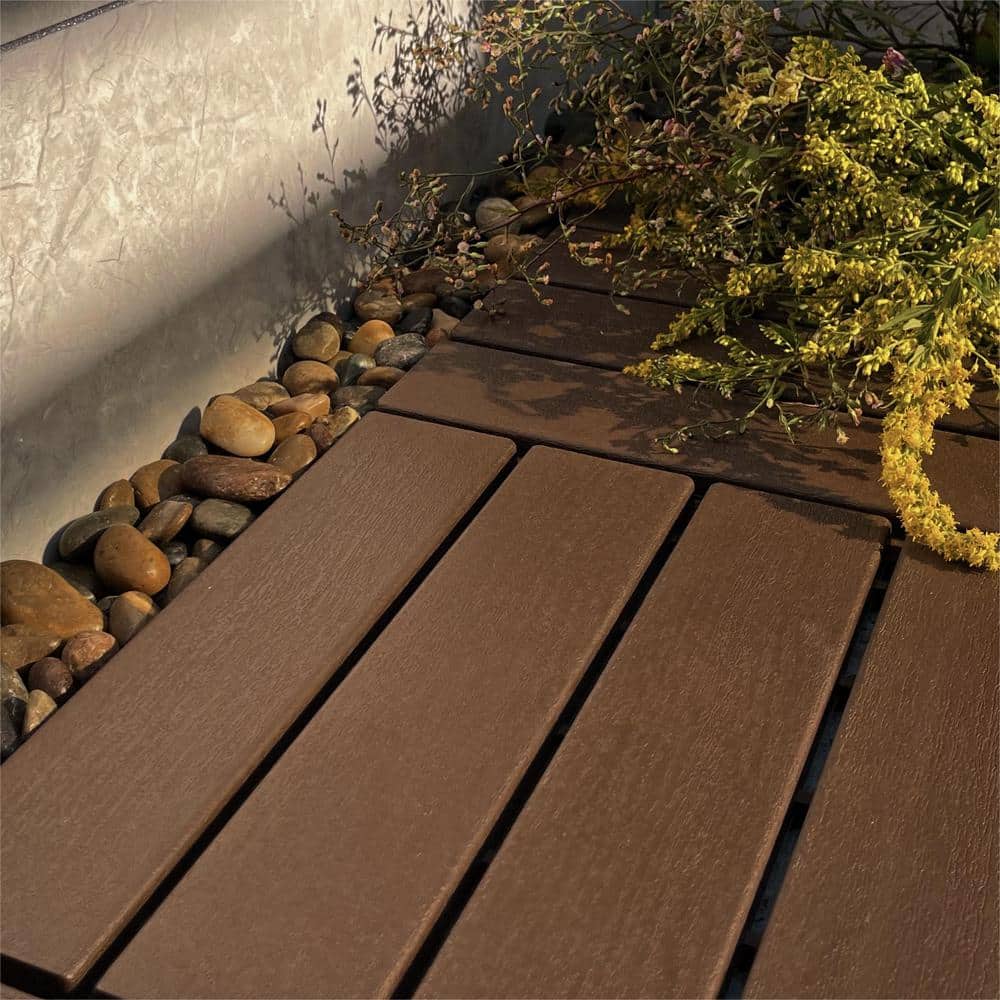 1 ft. x 1 ft. Polypropylene Deck Tile in Dark Brown (44-Piece)