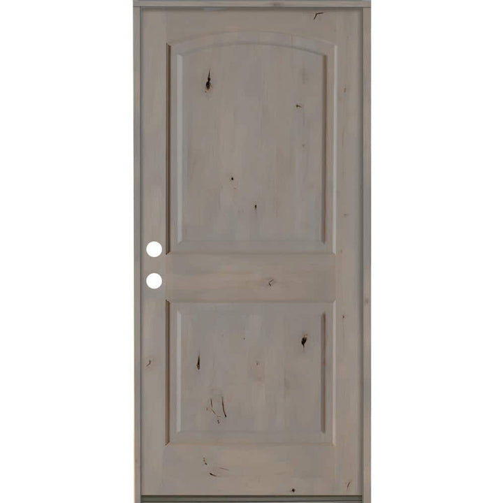 Krosswood Doors 36 in. x 80 in. Knotty Alder 2-Panel Right-Hand Inswing Grey Stain Wood Prehung Front Door