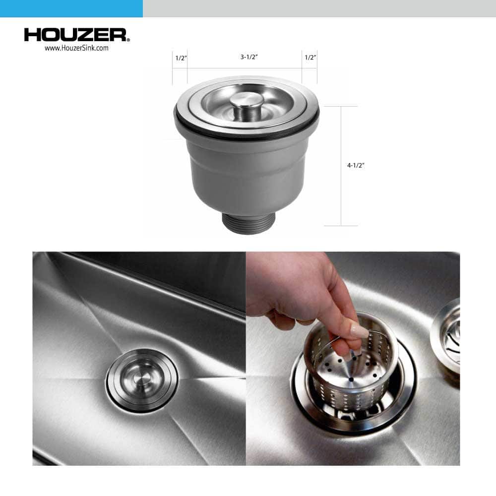 HOUZER Hi-Capacity Deep Basket Strainer 190-9300 for Utility Sinks