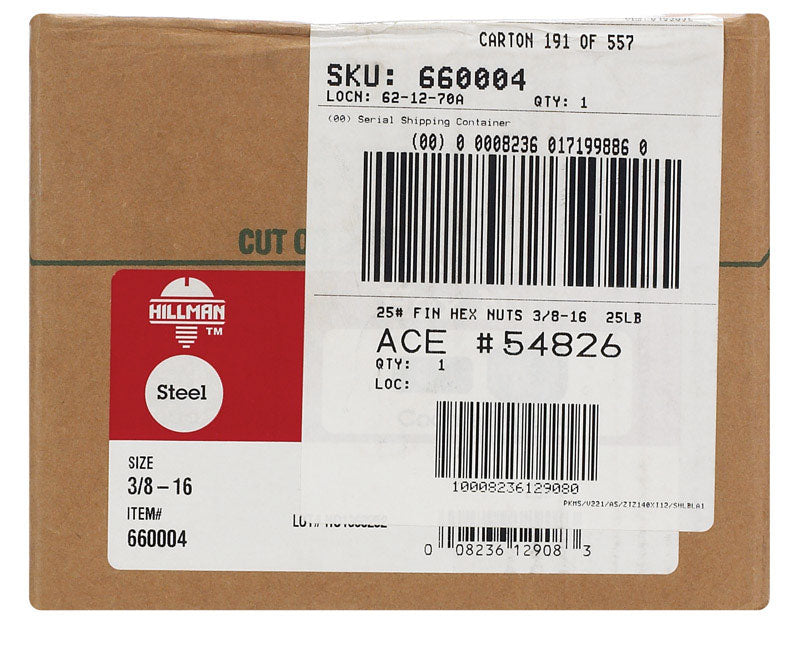 Hillman 3/8 in.-16 Zinc-Plated Steel USS Hex Nut, 1562-Pack
