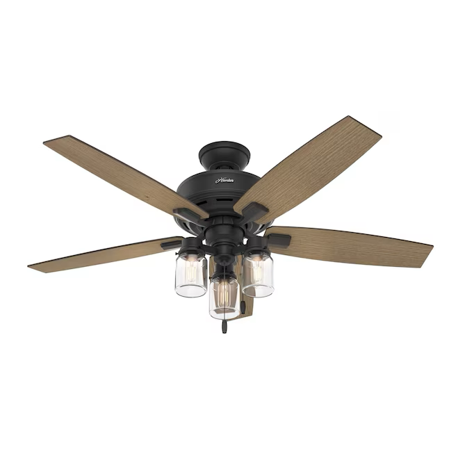 Hunter Lincoln Edison Style LED 52-in Natural Iron LED Indoor Ceiling Fan (5-Blade)