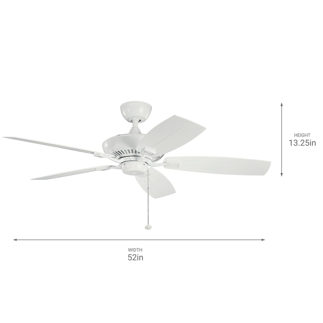 Kichler Canfield Patio 52" Indoor/Outdoor Ceiling Fan, White (Model 310192WH)