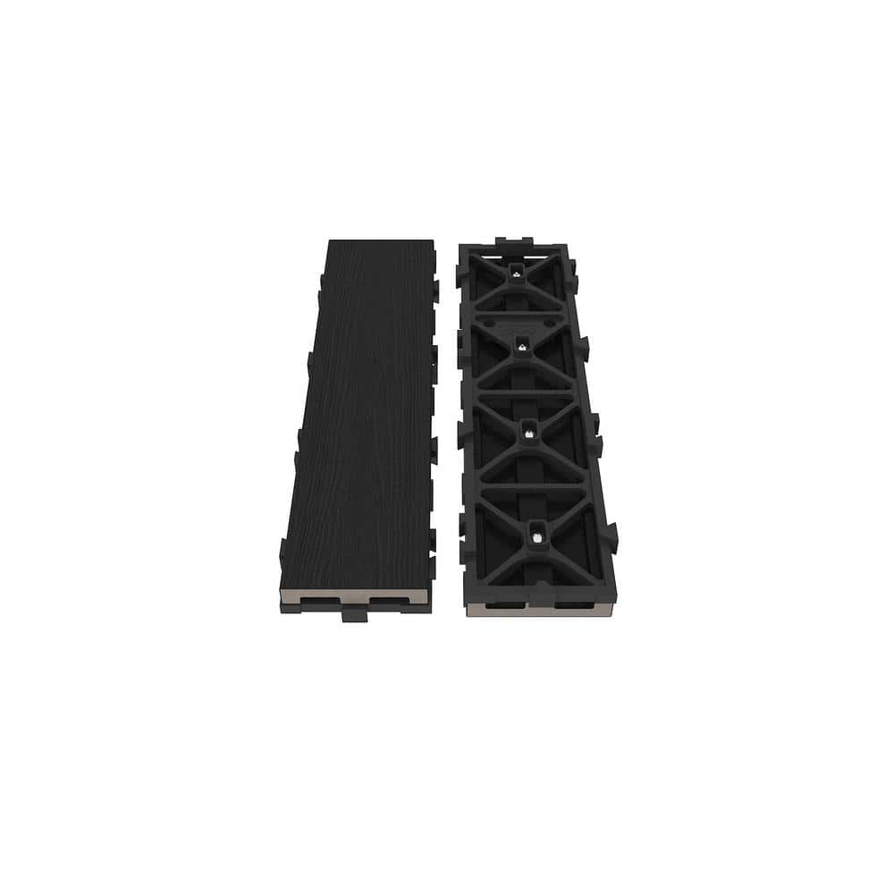 NewTechWood UltraShield Naturale 3 in. x 1 ft. Quick Composite Single Slat Deck Tile in Indian Ebony (4-Pieces per Box)
