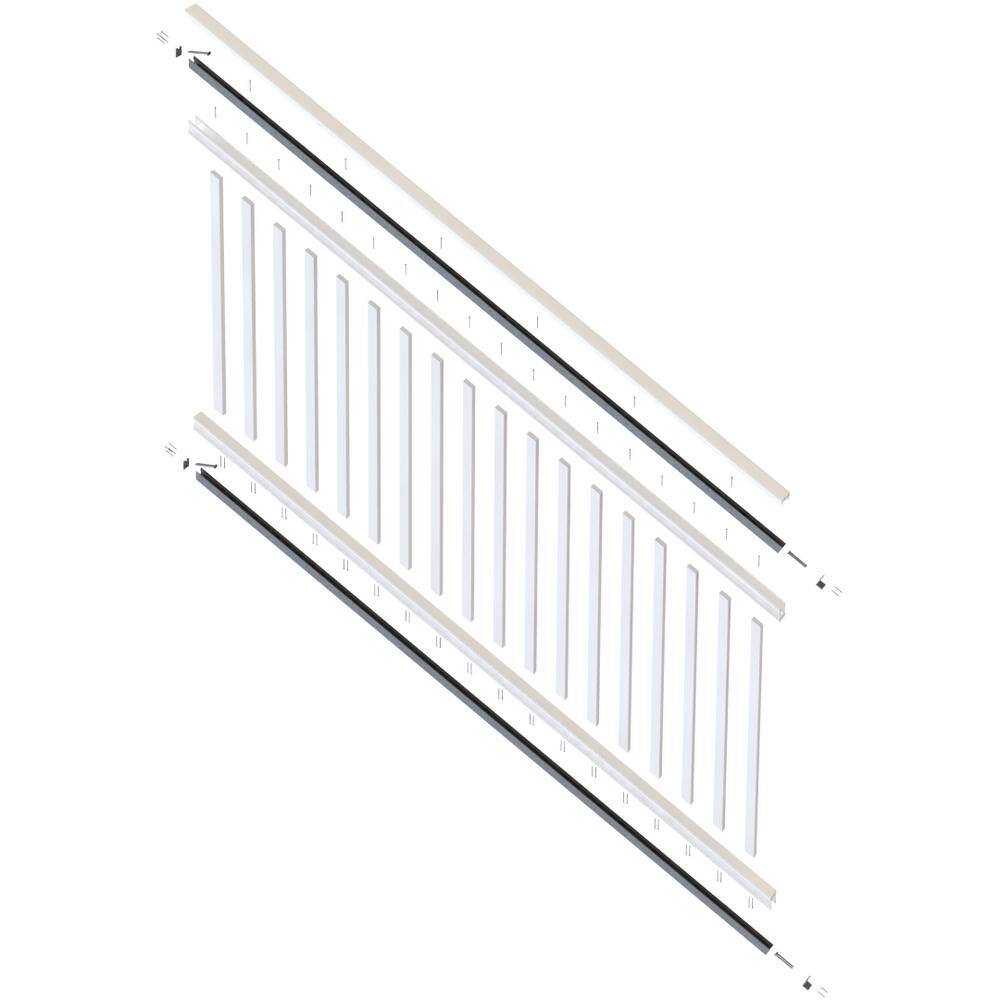 INTEX MILLWORK SOLUTIONS 96 in. Providence Stair Rail Kit with Reinforcements 18 Balusters Screws Hardware and Crush Blocks Stair/Rake Section