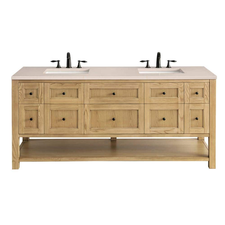 James Martin Vanities Breckenridge 72" Bathroom Vanity in Light Oak with Quartz Top
