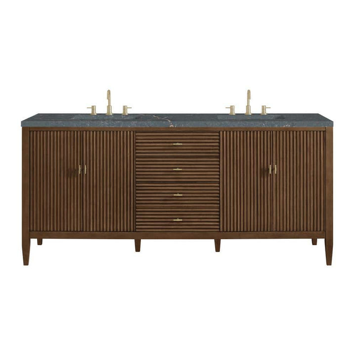 James Martin Vanities Myrrin 72-inch Double Bathroom Vanity with Parisien Bleu Quartz Top