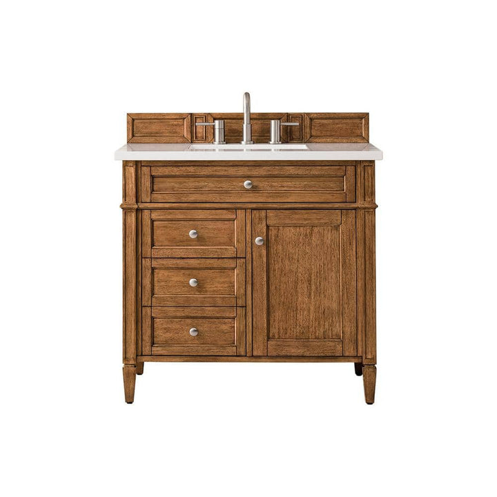 James Martin Vanities Brittany 36" Bathroom Vanity in Saddle Brown with Quartz Top