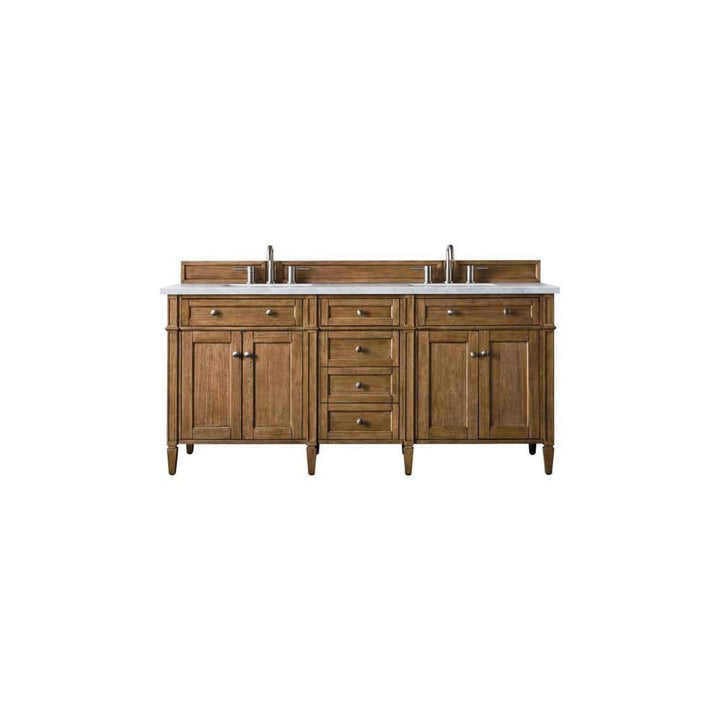 James Martin Vanities Brittany 72" Saddle Brown Bathroom Vanity with Quartz Top