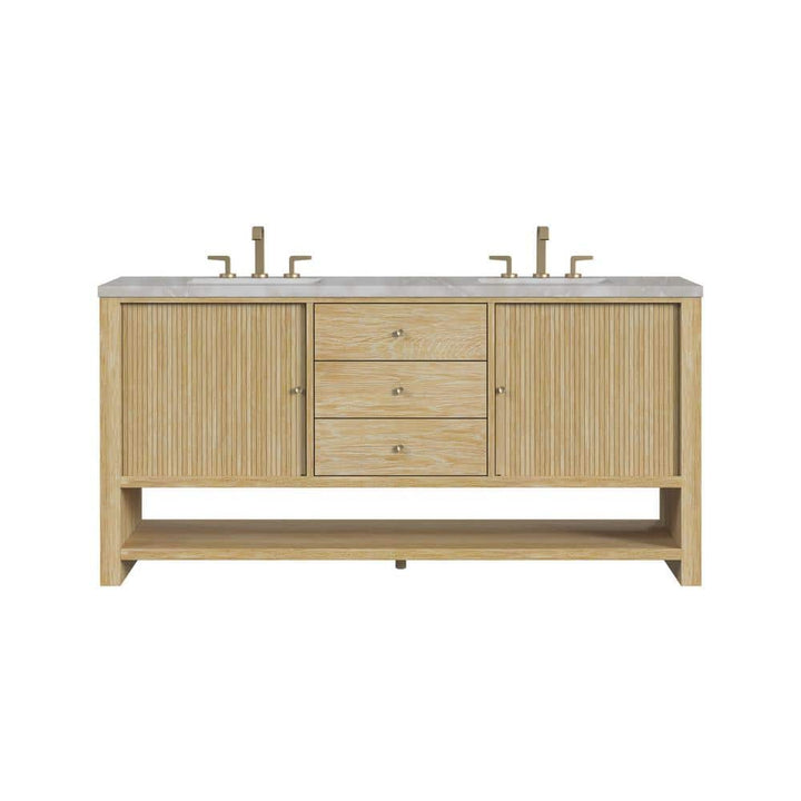 James Martin Vanities Marigot 72" Double Bath Vanity in Sunwashed Oak with Quartz Top