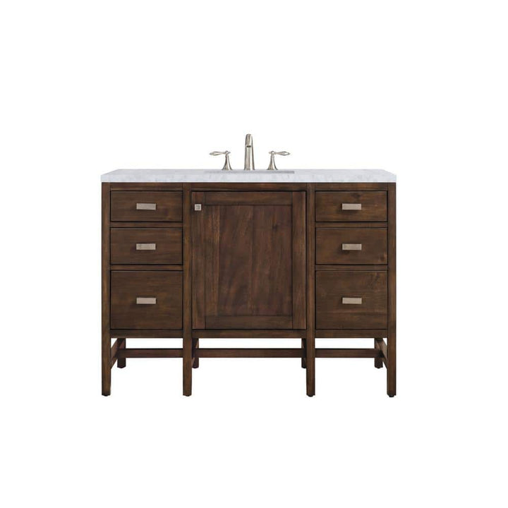 James Martin Vanities Addison 48" Single Vanity in Mid Century Acacia with Carrara Marble Top