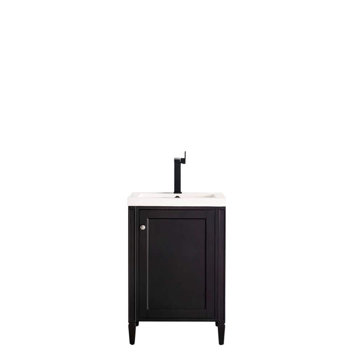 James Martin Vanities Brittania 24 in. Bath Vanity in Black Onyx with Resin Top and White Basin
