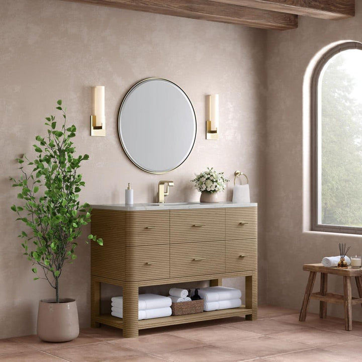 James Martin Vanities Lucian 48" Pebble Oak Bathroom Vanity Cabinet Without Top