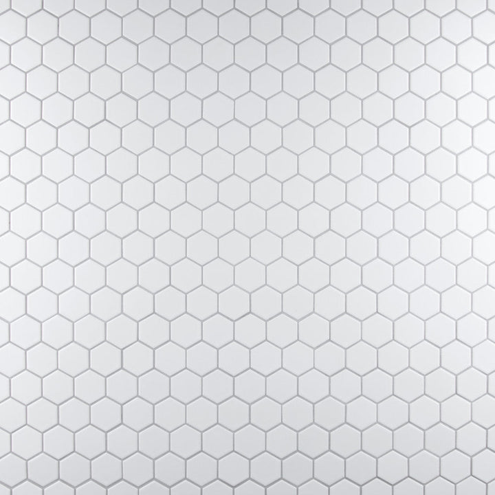 Merola Tile Metro Hex 2" Glossy White Porcelain Mosaic, 11-1/8 in. x 12-5/8 in. Sheet (9.64 sq. ft. per Case)
