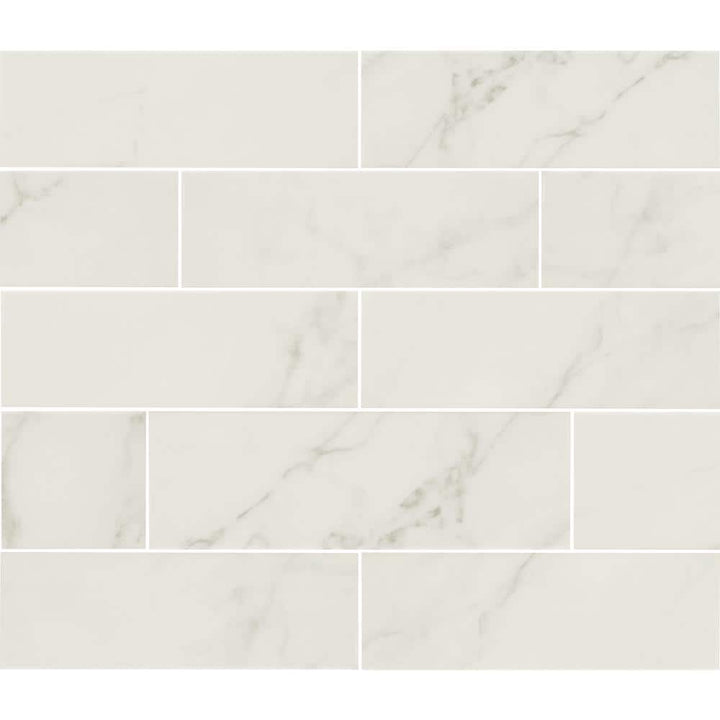 Kalypso Monet 4 in. x 12 in. Glossy Ceramic White Subway Wall Tile (10.76 sq. ft./Case) by MSI