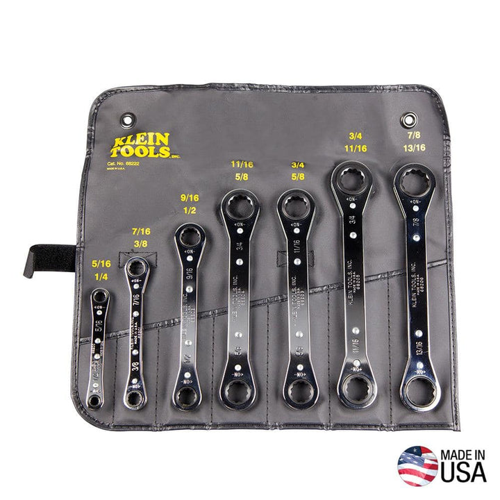 Klein Tools 7‑Piece Ratcheting Box Wrench Set – SAE, Model 68222