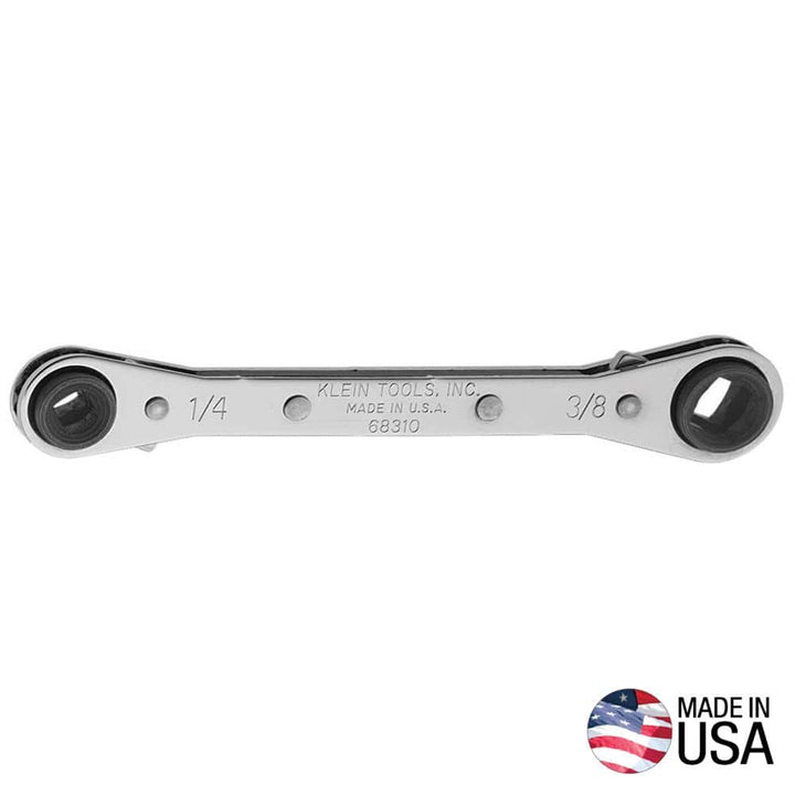 Klein Tools 68310 Ratcheting Refrigeration Wrench, 3/16 & 5/16 in. Square x 1/4 & 3/8 in. Square