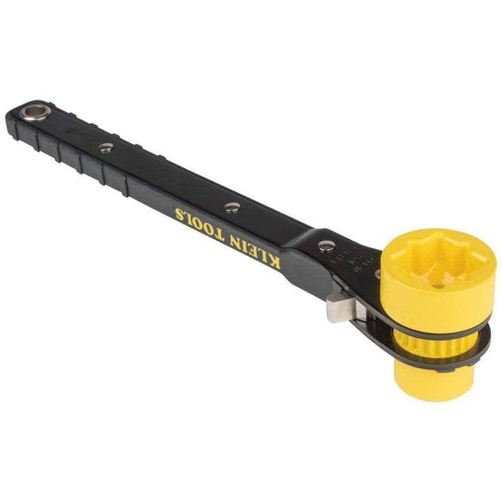 Klein Tools KT151T 4-in-1 Lineman's Ratcheting Wrench, 13 in. Length, SAE Square Sockets (3/4, 13/16, 1, 1-1/8 in.)