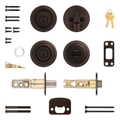 Kwikset SmartKey Juno Polished Brass Entry Knob and Single Cylinder Deadbolt, ANSI/BHMA Grade 2, KW1