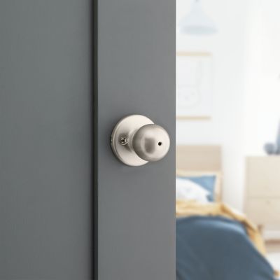 Kwikset Polo Satin Nickel Privacy Lockset, ANSI/BHMA Grade 3, 1-3/4 in Door