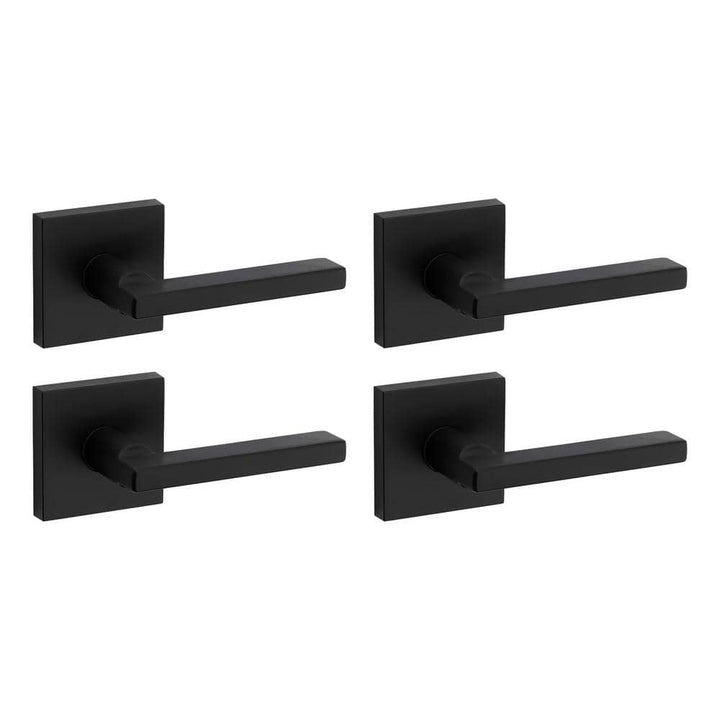 Kwikset Halifax Square Matte Black Passage Hall/Closet Door Lever (4-Pack)