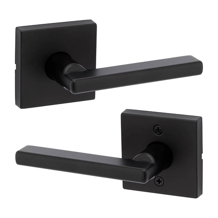 Kwikset Halifax Square Matte Black Passage Hall/Closet Door Lever