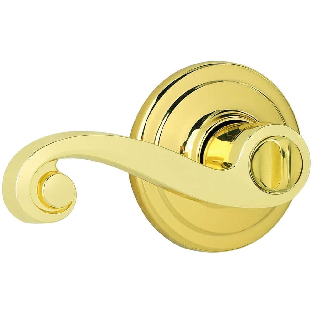 Kwikset Lido Polished Brass Privacy Lockset, ANSI/BHMA Grade 2, Fits 1-3/8 in. to 1-3/4 in. Doors