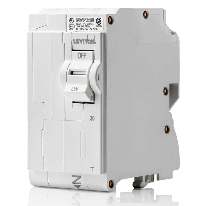Leviton Branch Circuit Breaker, Standard 2-Pole 30 Amp, 120-Volt/240-Volt, Thermal Magnetic