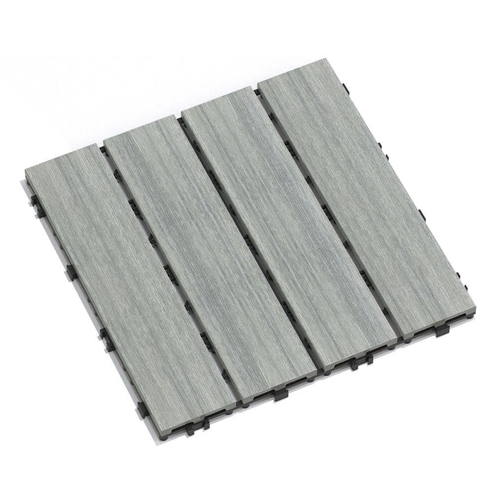 Afoxsos 1 ft. x 1 ft. Plastic Composite Deck Tile Set, All-Weather Easy to DIY and Maintain, Sky Grey (22-Pack)