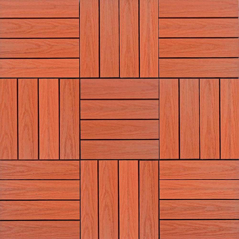 NewTechWood UltraShield Naturale 1 ft. x 1 ft. Quick Deck Outdoor Composite Deck Tile in Madrid Red (10 sq. ft. Per Box)