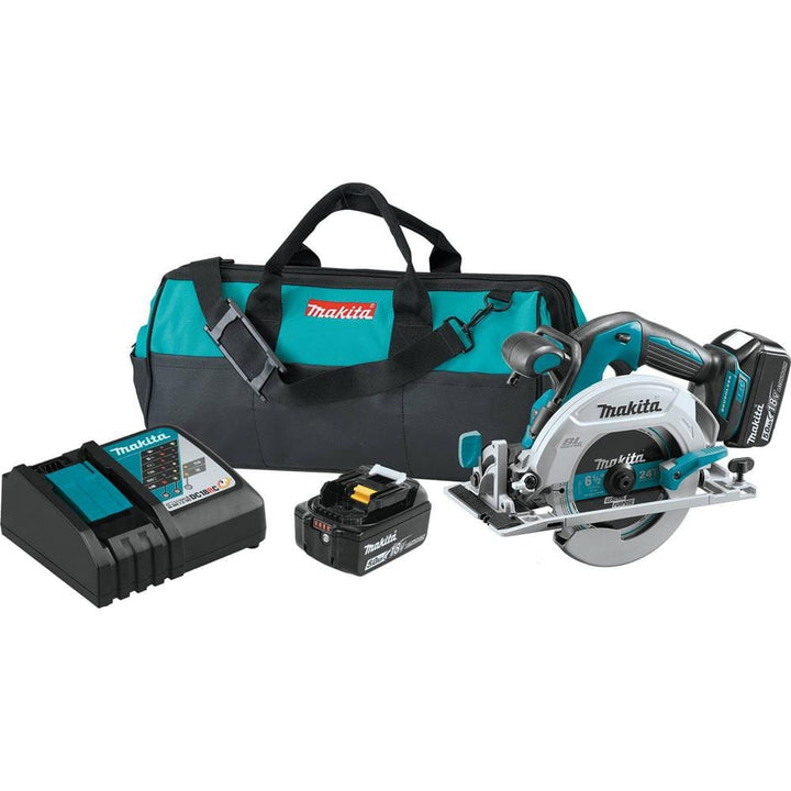 Makita 18V 5.0Ah LXT Lithium‑Ion Brushless Cordless 6-1/2 in. Circular Saw Kit (XSH03T)