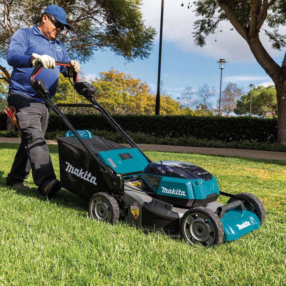 Makita 18V X2(36V) LXT Lithium-Ion Cordless 21 in. Walk Behind Lawn Mower Kit w/4 Batteries 5.0Ah with 18V Blower, Tool Only