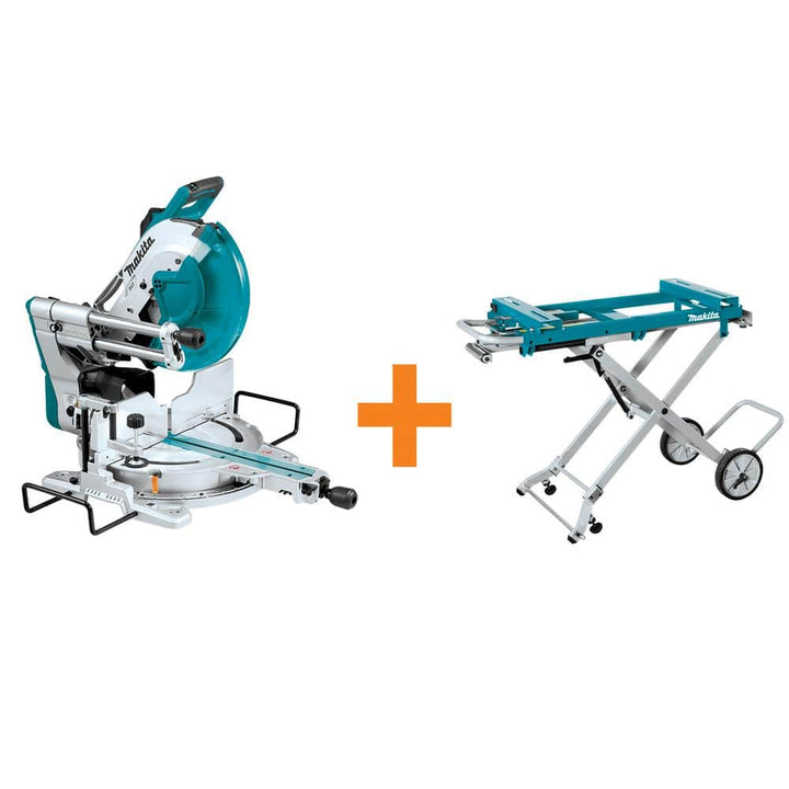 Makita 15-Amp 12 in. Dual-Bevel Sliding Compound Miter Saw with Laser and Portable Rise Miter Saw Stand, LS1219L + WST05