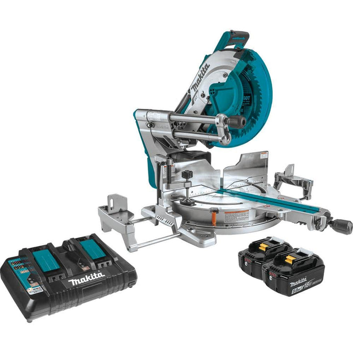 Makita 18V X2 LXT (36V) 12 in. Brushless Dual‑Bevel Sliding Compound Miter Saw Kit with Bonus Brad Nailer and Finish Nailer