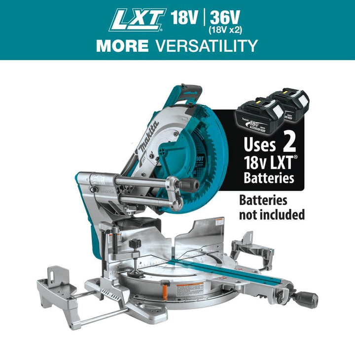 Makita 18V X2 LXT Lithium‑Ion (36V) 12 in. Brushless Dual‑Bevel Sliding Compound Miter Saw, AWS Capable (Tool‑Only)